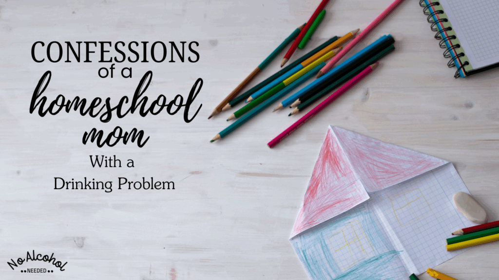 Colored pencils and folded notebook paper that's been colored, lying on a table. Image represents blog post about homeschool moms and alcoholism.